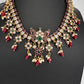 CZ Kemp Stones Multi Color Short Necklace - Red