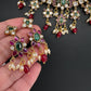 CZ Kemp Stones Multi Color Short Necklace - Red
