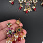 CZ Kemp Stones Multi Color Short Necklace - Red