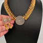 CZ Kassu Coin Gold Finish Short Necklace Comes with 2 Studs - 