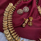CZ Kassu Coin Gold Finish Short Necklace Comes with 2 Studs - 