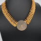 CZ Kassu Coin Gold Finish Short Necklace Comes with 2 Studs - 