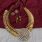 CZ Kassu Coin Gold Finish Short Necklace Comes with 2 Studs - 
