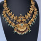 Peacock Matte Double Layer Short Necklace Set - TJS000910