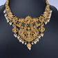 Goddess Lakshmi Peacock Elephant Short Necklace Set - TJS000911