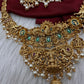Goddess Lakshmi Peacock Elephant Short Necklace Set - TJS000911