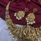 Goddess Lakshmi Matte Short Necklace Set - TJS000914