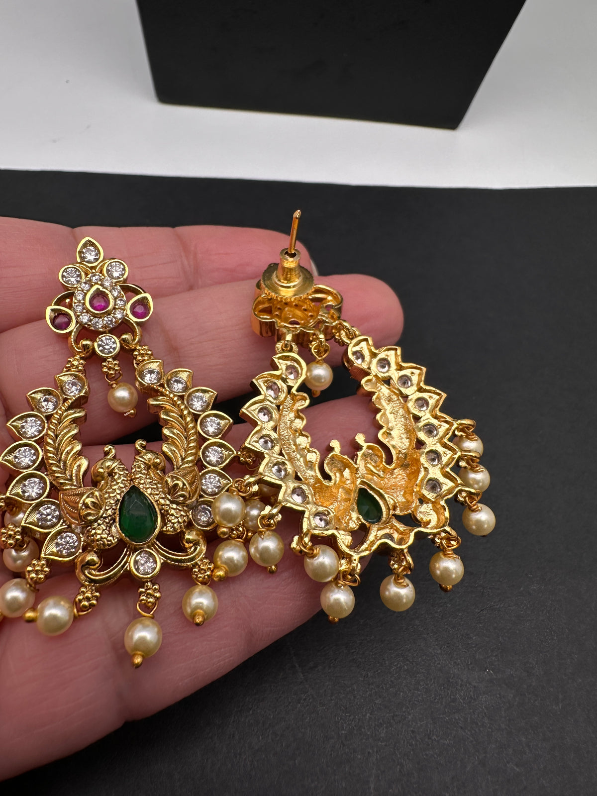 Moissanite CZ Matte Traditional Kanthi Short Necklace with Chandbali Set with Earrings - TJS000918