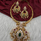 Moissanite CZ Matte Traditional Kanthi Short Necklace with Chandbali Set with Earrings - TJS000918
