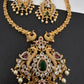 Moissanite CZ Matte Traditional Kanthi Short Necklace with Chandbali Set with Earrings - TJS000918