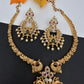 Moissanite CZ Matte Traditional Kanthi Short Necklace with Chandbali Set with Earrings - TJS000918