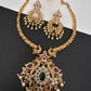 Moissanite CZ Matte Traditional Kanthi Short Necklace with Chandbali Set with Earrings - TJS000918