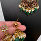 Rice Pearls Kempu Guttapusalu Short Necklace with Jhumkas Set with Earrings - TJS000919