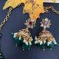 Rice Pearls Kempu Guttapusalu Short Necklace with Jhumkas Set with Earrings - TJS000919
