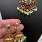 Rice Pearls Kempu Guttapusalu Short Necklace with Jhumkas Set with Earrings - TJS000919
