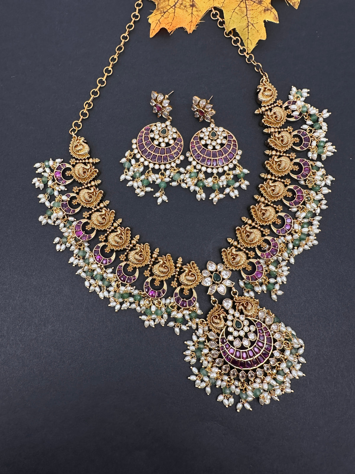 Rice Pearls Kempu Guttapusalu Short Necklace - 