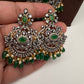AD Green Stone Green Beads Dual Polish Long Necklace