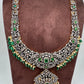 AD Green Stone Green Beads Dual Polish Long Necklace
