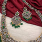 AD Green Stone Green Beads Dual Polish Long Necklace