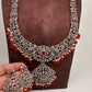 AD Red Stone Red Beads Dual Polish Long Necklace
