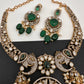 Polki Victorian Mehndi Finish Color Stone Necklace - Green