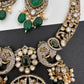 Polki Victorian Mehndi Finish Color Stone Necklace - Green
