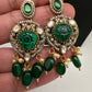 Polki Victorian Mehndi Finish Color Stone Necklace - Green