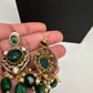 Polki Victorian Mehndi Finish Color Stone Necklace - Green