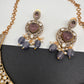 Polki Victorian Mehndi Finish Color Stone Necklace - Purple