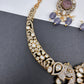 Polki Victorian Mehndi Finish Color Stone Necklace - Purple
