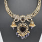 Polki Victorian Mehndi Finish Color Stone Necklace - Purple