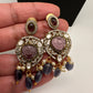 Polki Victorian Mehndi Finish Color Stone Necklace - Purple