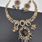 Polki Victorian Mehndi Finish Color Stone Necklace - Purple