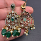 Polki Victorian Mehndi Finish Color Stone Necklace - Green