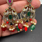 Polki Victorian Mehndi Finish Color Stone Necklace - Red