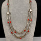 Polki Moissanite Dainty Victorian Mehndi Finish Color Stone Necklace - Coral