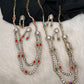 Polki Moissanite Dainty Victorian Mehndi Finish Color Stone Necklace - Coral