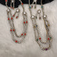 Polki Moissanite Dainty Victorian Mehndi Finish Color Stone Necklace - Coral