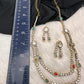 Polki Moissanite Dainty Victorian Mehndi Finish Color Stone Necklace - Red