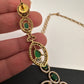 AD Dainty Victorian Mehndi Finish Color Stone Necklace with Mand Tika - Green