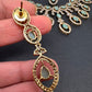 AD Dainty Victorian Mehndi Finish Color Stone Necklace with Mand Tika - LightGreen