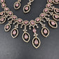 AD Dainty Victorian Mehndi Finish Color Stone Necklace with Mand Tika - Pink
