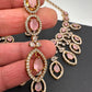 AD Dainty Victorian Mehndi Finish Color Stone Necklace with Mand Tika - Pink