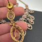 AD Dainty Victorian Mehndi Finish Color Stone Necklace with Mand Tika - Pink
