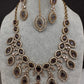 AD Dainty Victorian Mehndi Finish Color Stone Necklace with Mand Tika - Purple