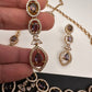 AD Dainty Victorian Mehndi Finish Color Stone Necklace with Mand Tika - Purple