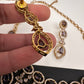 AD Dainty Victorian Mehndi Finish Color Stone Necklace with Mand Tika - Purple