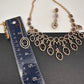 AD Dainty Victorian Mehndi Finish Color Stone Necklace with Mand Tika - Purple