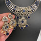 AD Victorian Dual Tone Color Stone Neckline Necklace - Blue