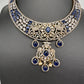 AD Victorian Dual Tone Color Stone Neckline Necklace - Blue